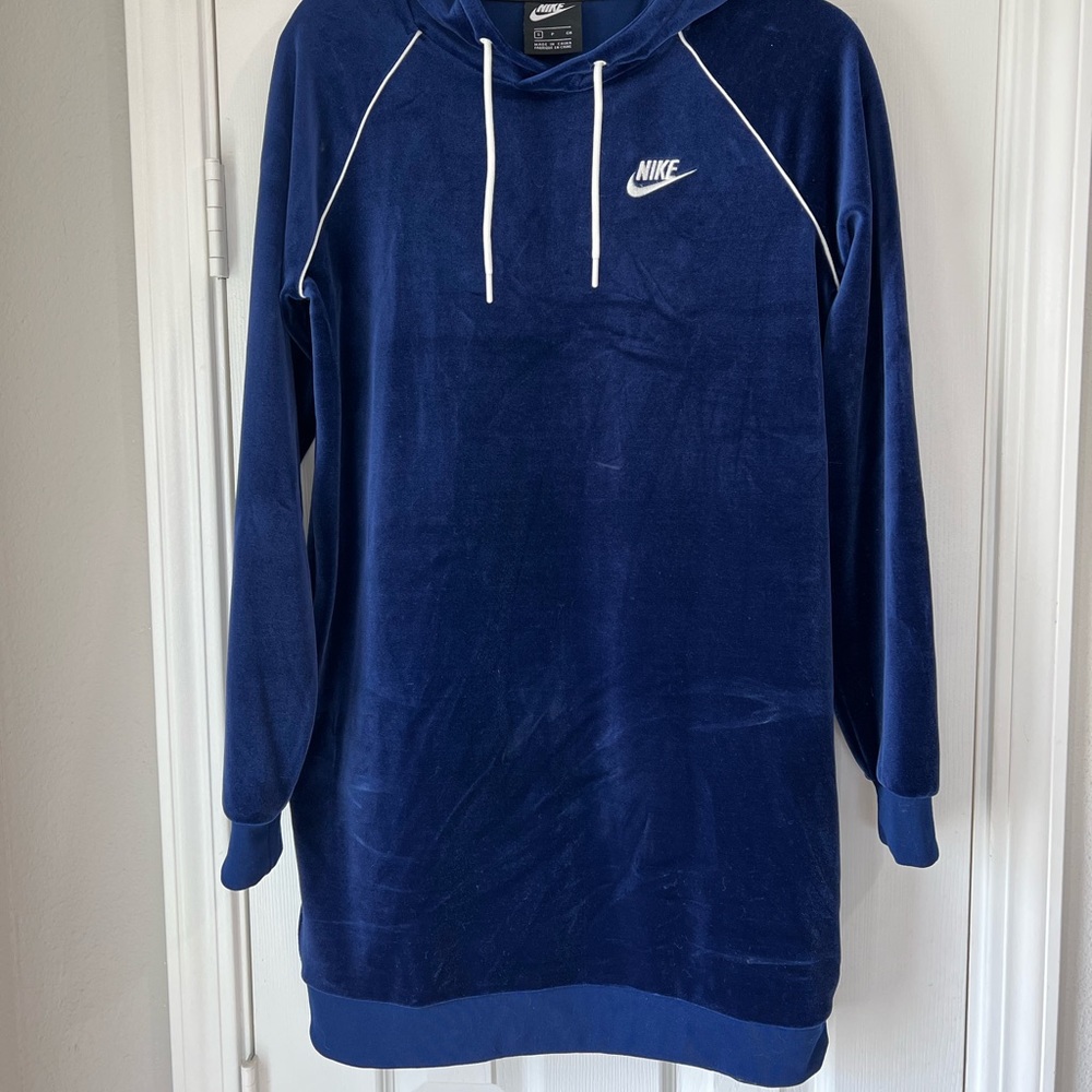 Nike Blue Velour Hooded Dress Size Small